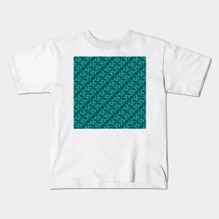 Geometric Flower Petal Pattern (Teal) Kids T-Shirt